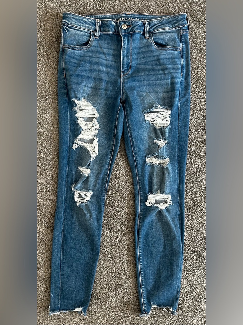 American Eagle Outfitters Distressed Skinny Jeans - Blue